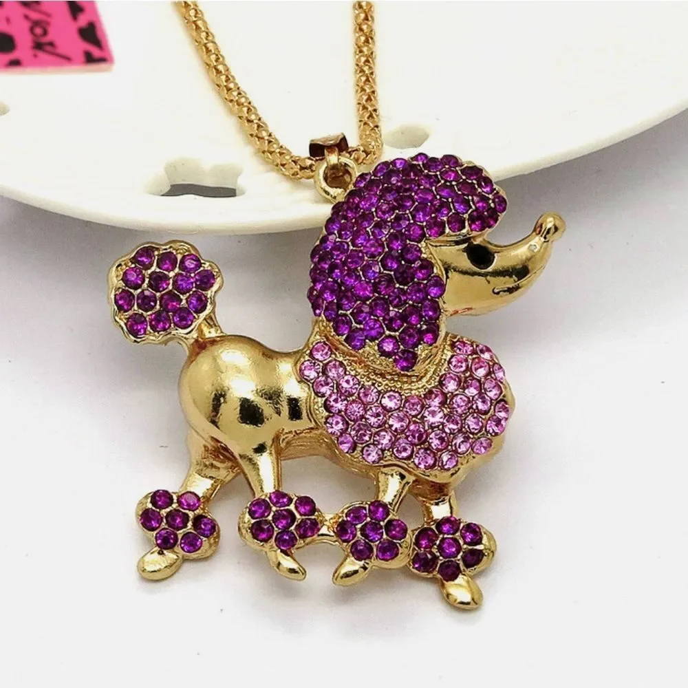 💜 Betsey Johnson Glamorous Purple and Gold Poodle Pendant Necklace 💜